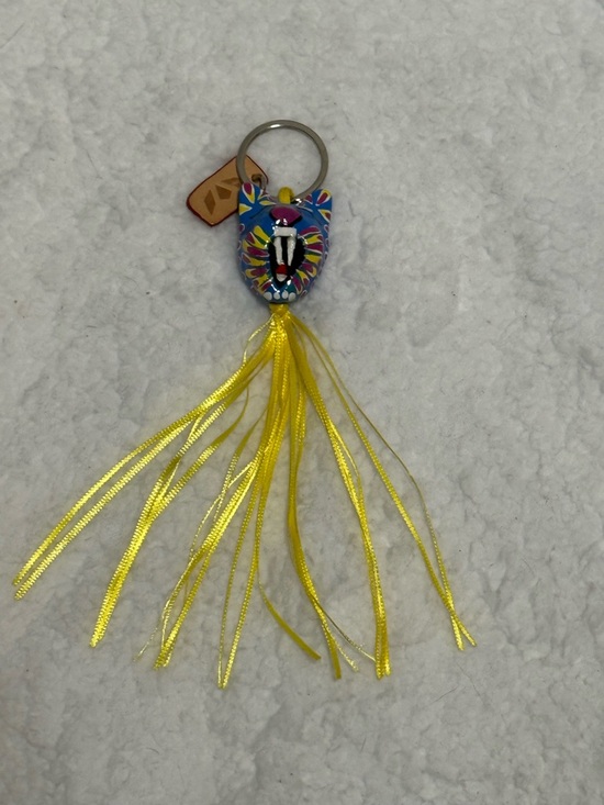 Consuela Accessories - Consuela Colorful Hand-Painted Cat Keychain with Yellow Tassels